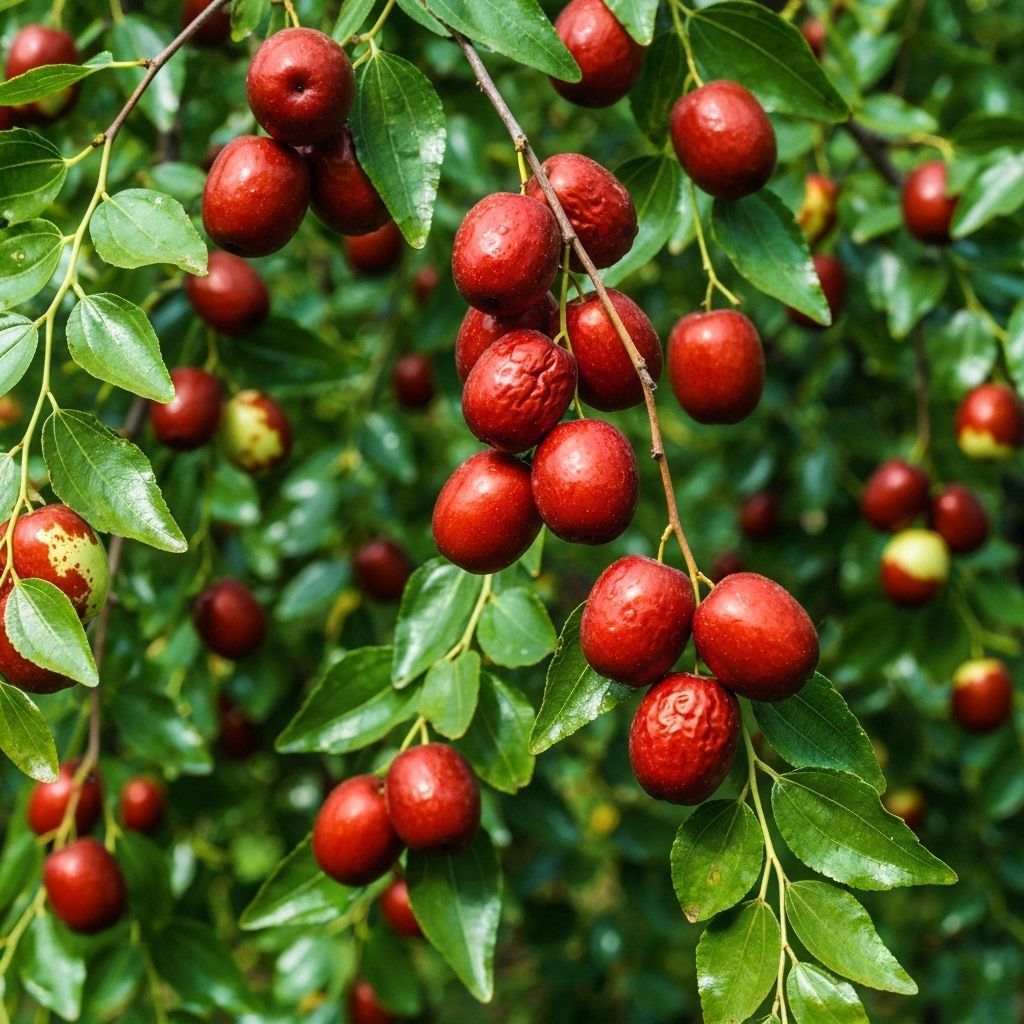 Fresh jujubes on tree